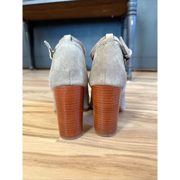 Frye Womens Gray Suede Stacked Block Heel Margaret Shootie Mary Jane Boots Size - Picture 9 of 13